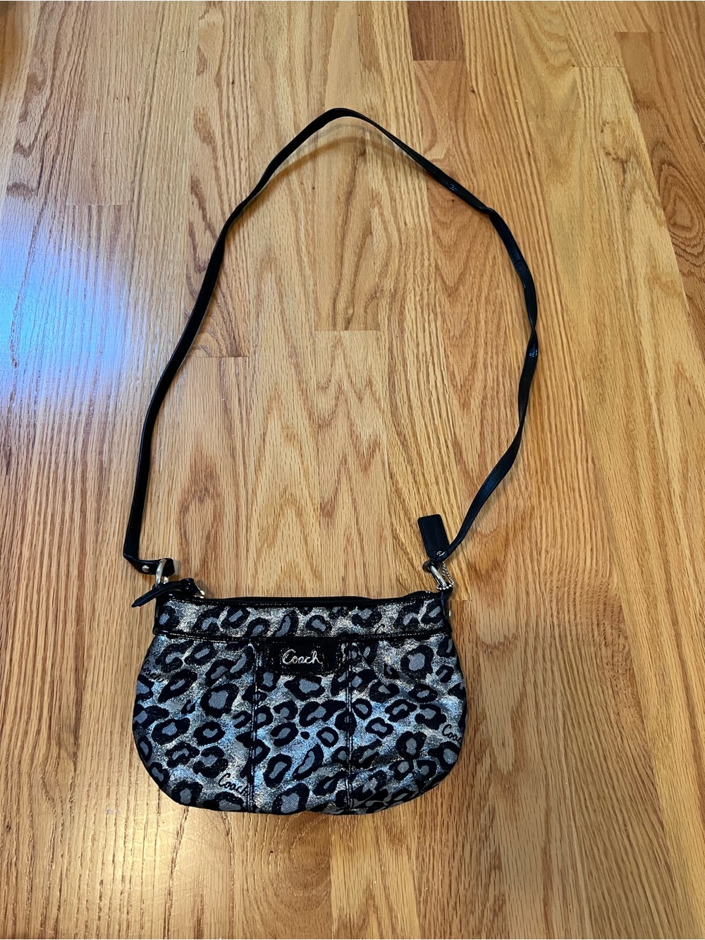Coach Sparkle Leopard Print Black Crossbody